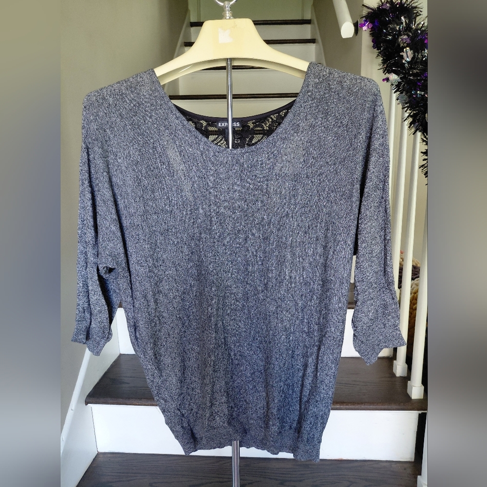 Express Black Lace Detail Top